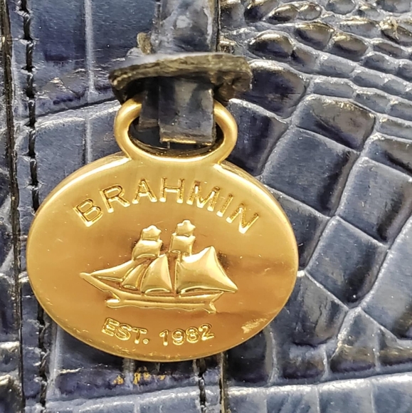 BRAHMIN Duxbury Weekender Leather Travel Bag Blue Melbourne - Picture 7 of 16